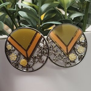#2501, PIERRE BEX, ART DECO REVIVAL ENAMEL EARRINGS.